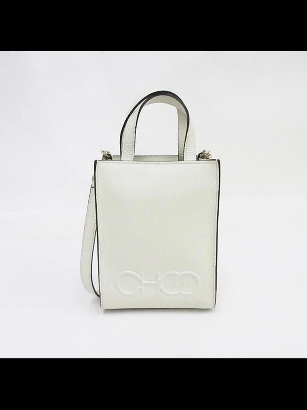 Jimmy Choo White Embossed Mini Tote Bag